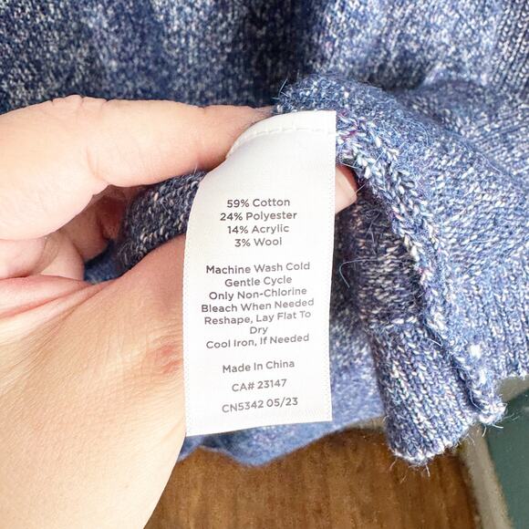 Talbots Zip Collar Sweater Dress Cotton Wool Blend Blue NEW Size Large L - Picture 6 of 10